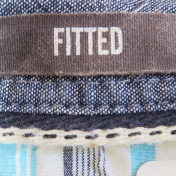 H&M* Men's Short Sleeve Snap Down Curved Hem Double Chest Pocket Shirt~ XL - Picture 4 of 12